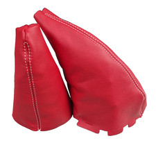 Schaltsack + Handbremssack Für Mini Cooper R56 R57 Clubman Rot Leder Naht Weiss