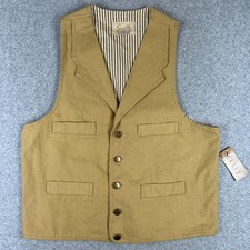 NEW Scully Canvas Vest Waistcoat Western Frontier Large Mens Beige Cowboy NWT