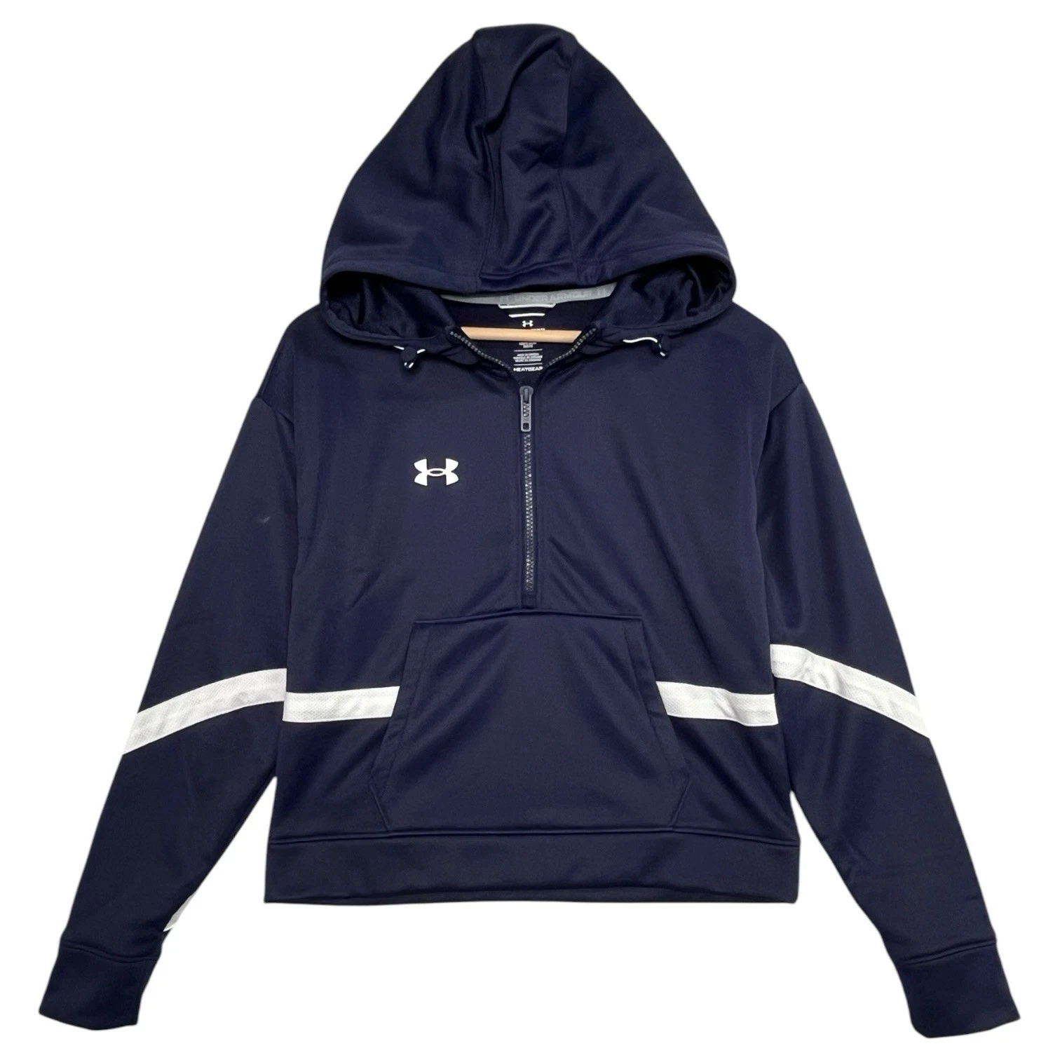 New Under Armour Womens Extra Small Blue Half Zip Hoodie Pull Over Fleece Sporty