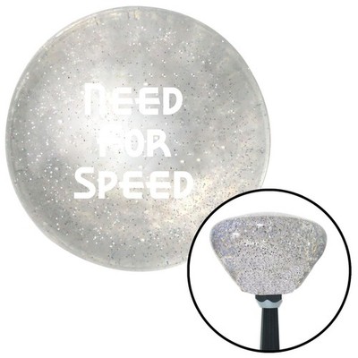 White Need For Speed Clear Retro Metal Flake Shift Knob w/ M16x1.5 Insert Auto