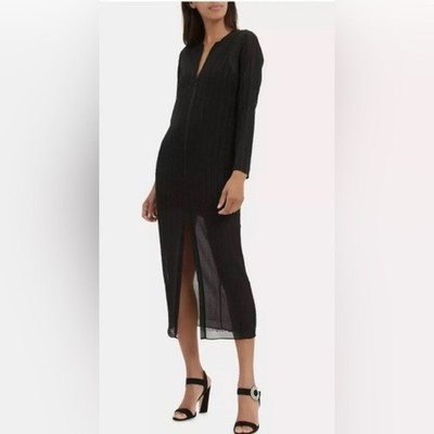 NEW Alexis Rochelle Robe Black Beaded Semi-Sheer Midi Dress Women's Size Small