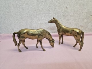 2x Pferd Figur Messing Figuren Skulptur Höhe 14 18 cm / 3 28 kg