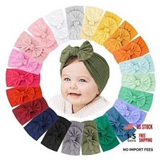 22 PCS Baby Headbands Soft Nylon Hairbands with Bows Girls Hair Brown