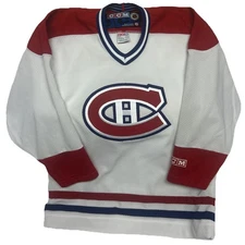 Vintage 90s CCM Montreal Canadiens White Hockey Jersey Boys L/XL Canada