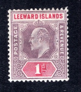 Leeward Islands 1902 1p violet & carmine rose Edward VII, Scott 21 MH