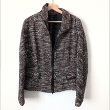 Lafayette 148 New York Tweed Zip Front Jacket Women's Size 8 Multicolored Classy