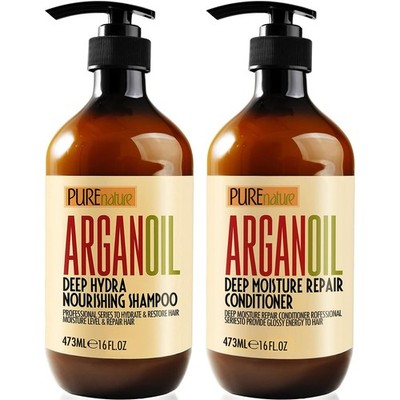 Argan Oil Shampoo and Conditioner Set - Sulfate 16 Fl Oz (Pack of 2), White 