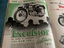 TRIUMPH TWIN EXCELSIOR TALISMAN PERIOD 1950 MOTORCYCLE ARTICLE.