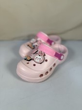 Little Girls Pink Clogs New, Non-Slip Lightweight With Bunny Charms Size 1/1.5