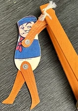 VINTAGE MARX SAILOR BOY MAN WOODEN TRAPEZE TOY - Operates by Squeezing Handles