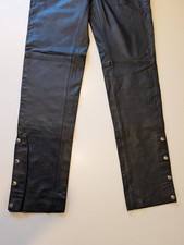 New 90s Wilson  s Leather Pants Black Men  s Motorcycle 34 long Snap Bottoms 