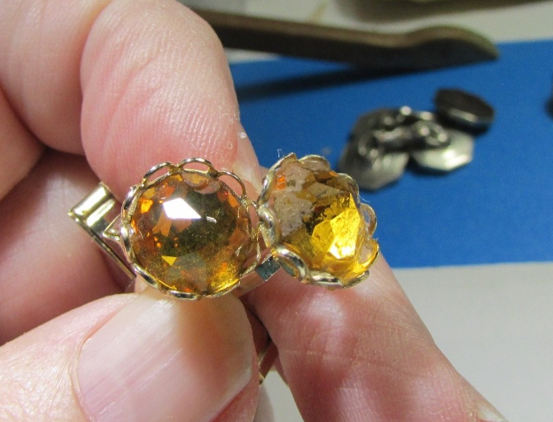 Golden Rhinestone Cufflink Set VINTAGE Pat Pending Very Good! | eBay