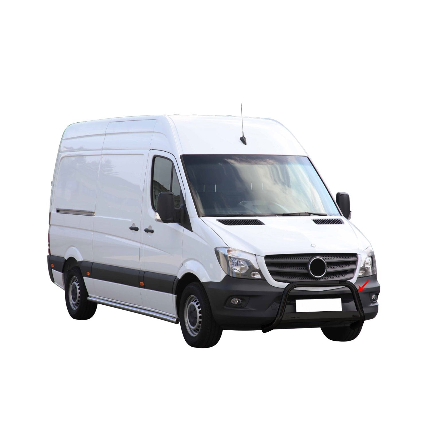 Pare-buffle avant Mercedes Sprinter 2013-2018 en acier tubulaire noir de 63mm