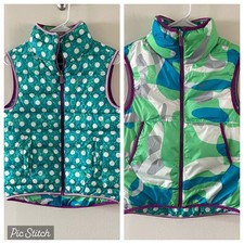 Nike Girls Alliance Graphic Reversible Puffer Vest Polka Dot Camo Size Large