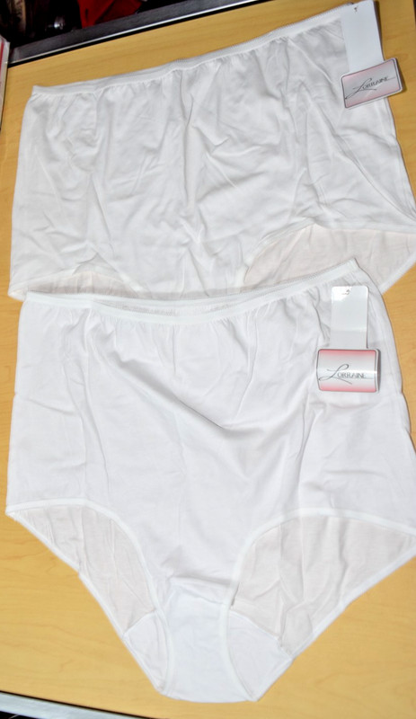 2 NWT Solid White 100% Cotton Lorraine Brief Panty Plus Size 13 Lot 5X