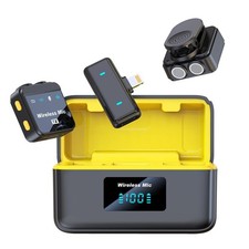 Wireless Lavalier Microphone with 2 Microphone Heads for iPhone 15-16 Android...