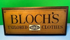 BLOCH'S TAILORED CLOTHES Antique Counter Sign ~ Stein Bloch Rochester NY ? Men's