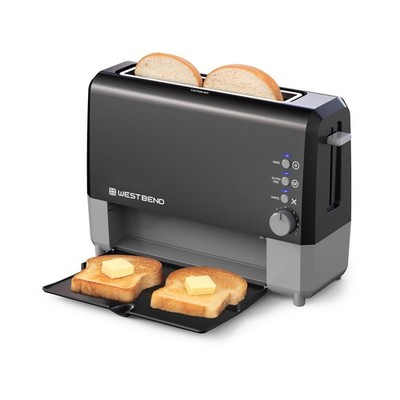 West Bend QuikServe Toaster, 2-Slice Wide-Slot Slide-Through Bread Toaster wi...