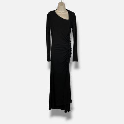 Givenchy paris Women's Black Beaded Asymmetric Off-Shoulder Dress Size 38