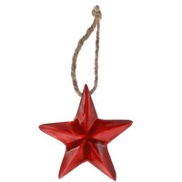 Stern Aus Mangoholz Rot Emaille 10Cm Ø Zum AufhäNgen Weihnachten Holzstern #30
