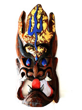 Gott Neptun Schutz H26 B14cm Wand Holz Maske Statue m. echt Blatt Gold Hand made