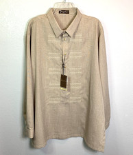 Barong Filipino Men's 2XL Tagalog Long sleeve Embroidered Tan traditional NEW