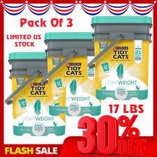 Purina Tidy Cats Light Free  Clean Unscented Multi Cat Litter 17lb Pack of 3