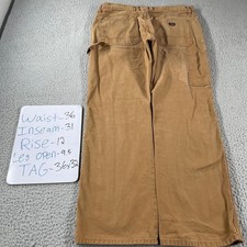 Dickies carpenter brown canvas jeans pants size 36x32 workwear distressed