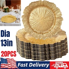 20Pcs Charger Plates Bulk 13in Round Matte Reef Plate Charger Ruffled Rim Dinner