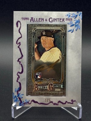 2025 Topps Allen & Ginter X Aaron Schunk Framed Auto Gold Ink Silver Frame /5 RC