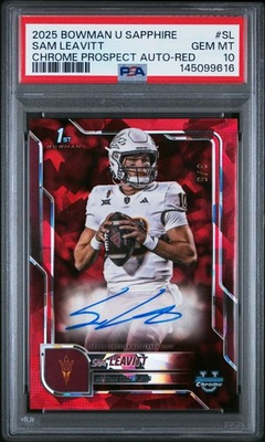 #ad Sam Leavitt Red Chrome Prospect Auto 3 5 2025 Bowman U Sapphire #BCA SL PSA 10 $1650.00