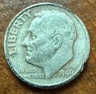 1949-D Roosevelt Silver Dime VG/F Actual Coin Shown Scarce Date