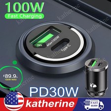 100W Super Fast Phone Car Charger Adapter USB Type C For iPhone Samsung Android