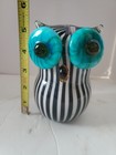 Vintage Owl Art Glass Hand Blown Murano Style   Big Eyes Heavy Swirl Stripe — photo 7