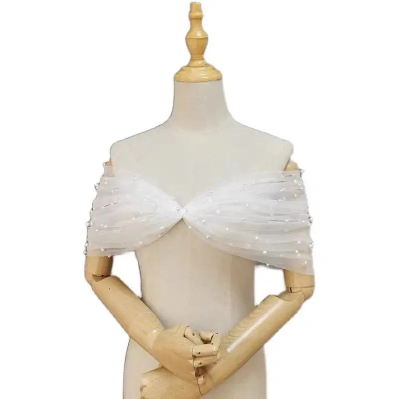 OFF WHITE Abito da sposa donna in rete monospalla scialle perla scialle da sposa festa