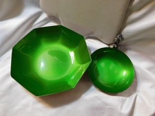Reed & Barton Green Enamel Bowl 579 and L192 Leprechaun Green Enamel Candy Dish