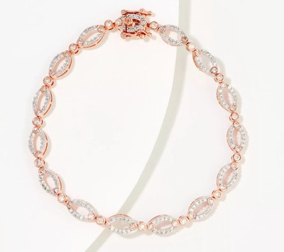 Affinity Diamonds Rose Clade Oval Link Bracelet, 8''
