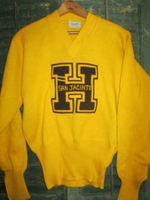 DEHEN Vtg 1960s San Jacinto High School College Letterman varsity v Neck Sweater
