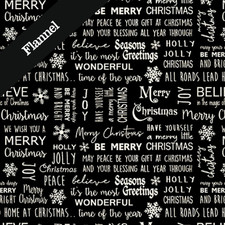 Feline Drive Fabric FLANNEL Jingle Bell Believe Black - Fat Quarter 18"x22" FQ