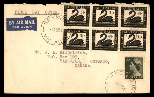 Mayfairstamps Australia FDC 1954 Swan First Day Cover aaw_35161