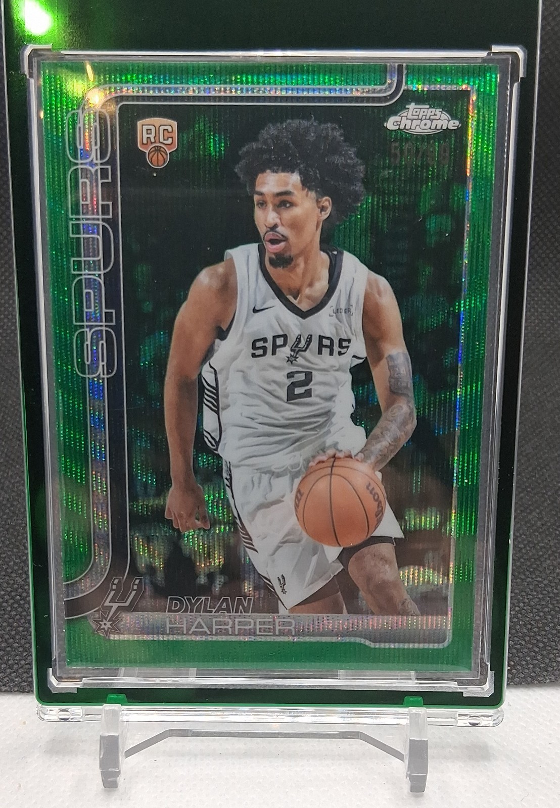 2025-26 Topps Chrome - Dylan Harper #252 Green Wave Refractor /99 (RC)