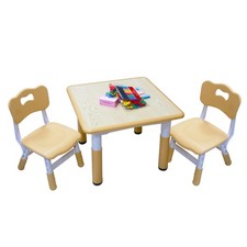Kids Table and 2 Chairs Set with Graffiti Desktop, Toddler Furniture Set, Non...