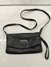 Vintage Nine West Black Leather Small Crossbody Messenger Bag or Purse
