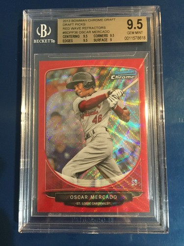 🔥🔥 Oscar Mercado 2013 Bowman Chrome Draft Red Wave Refractors💎BGS 9.5💎25/25