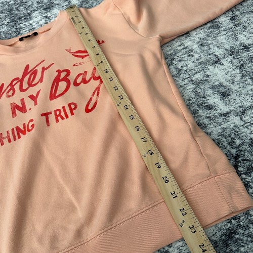 J.Crew Women's Oyster Bay N.Y. Fishing Trip Graphic Sweatshirt Peach Sz Medium M - 第 5/8 張圖片