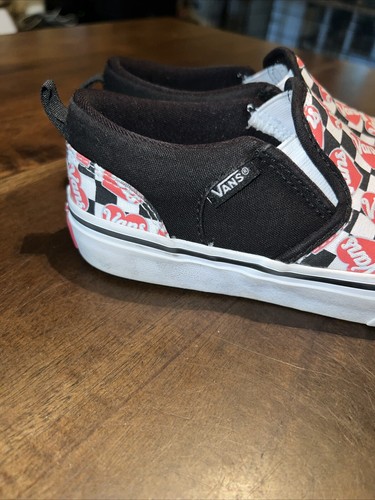 VANS Checkerboard Red Black White Hearts Slip On Sneakers Missy Women's Sz 3 - Picture 3 of 15