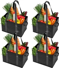 4pk Reusable Grocery Bags Shopping Bags Tote Box Large Heavy Duty Groceries Bag
