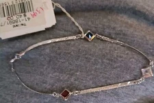 NWT Madison Studio Tarnish Free Sterling Silver Bracelet 3 Colored Gems Orig $40