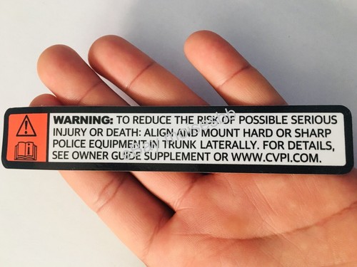 P71 Crown Victoria Vic Interceptor Equipment Warning Sticker CVPI - Picture 3 of 3