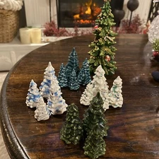 Vintage Ceramic Christmas Tree Lot Of 16 Assorted Trees Small Mini Miniature